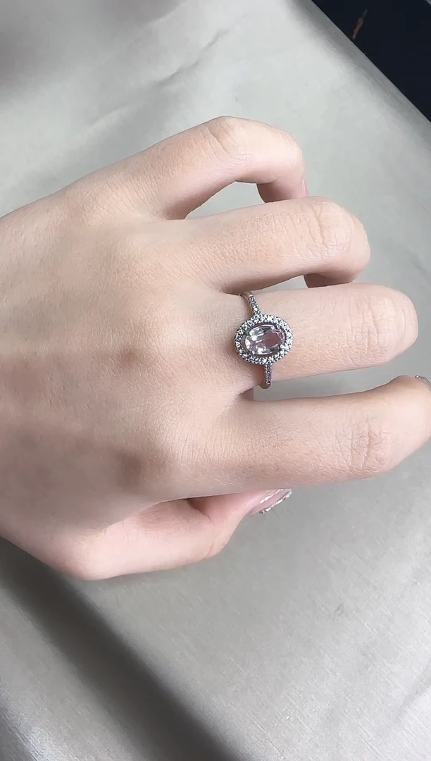 【闪购商品】碧玺戒指银S925镶嵌樱花粉碧玺戒指