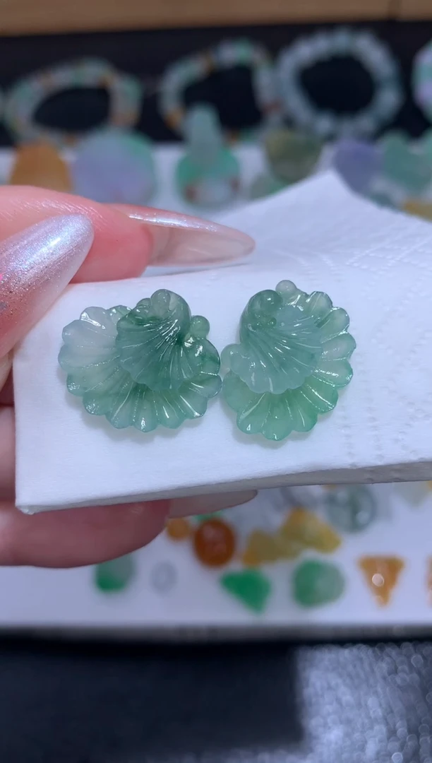 未镶嵌定制翡翠一对银杏叶