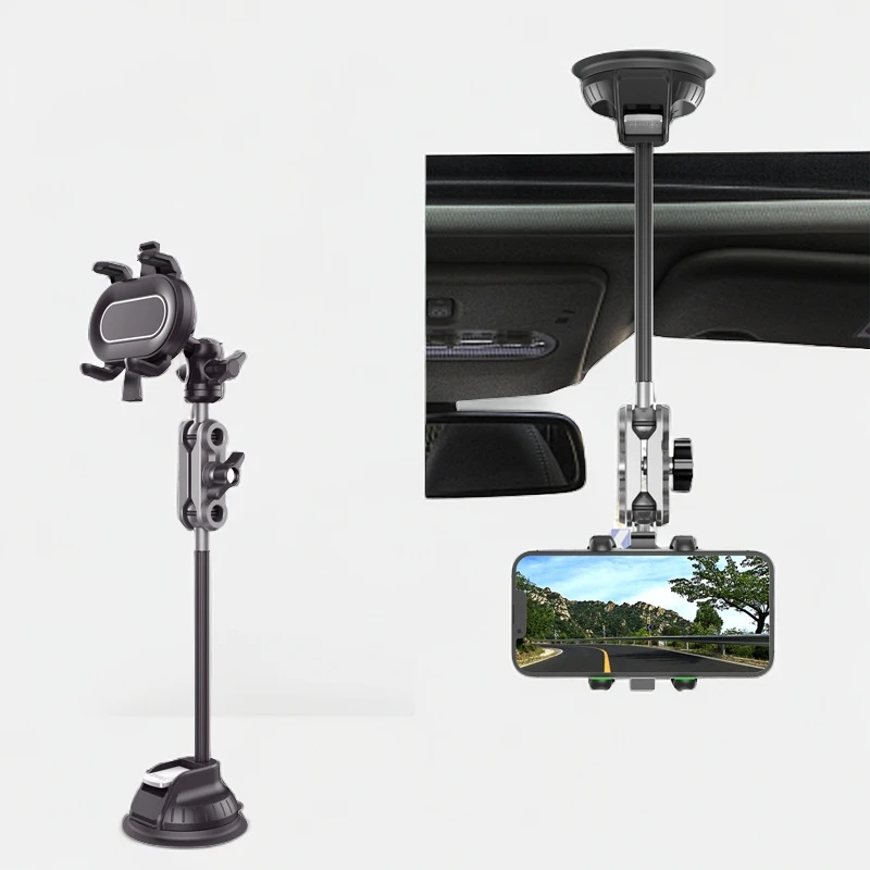 车载手机支架吸盘式铝合金金属臂万向旋转汽车导航拍摄录像直播架