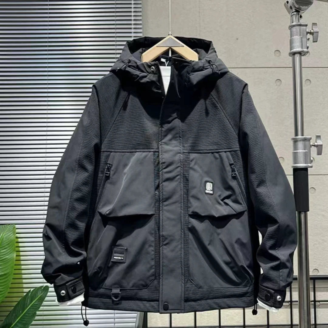 9007黑色【山系传说】秋·户外二棉工装大口袋拉链冲锋衣外套