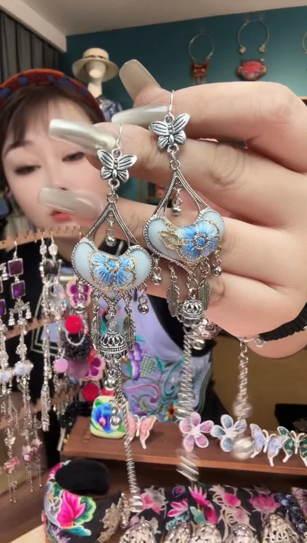 刺绣纯手工民族风刺绣耳环