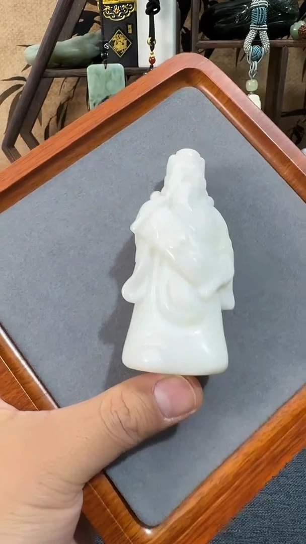 未镶嵌挂件蓝田玉（蛇纹石化大理石玉）蓝田 财神把件