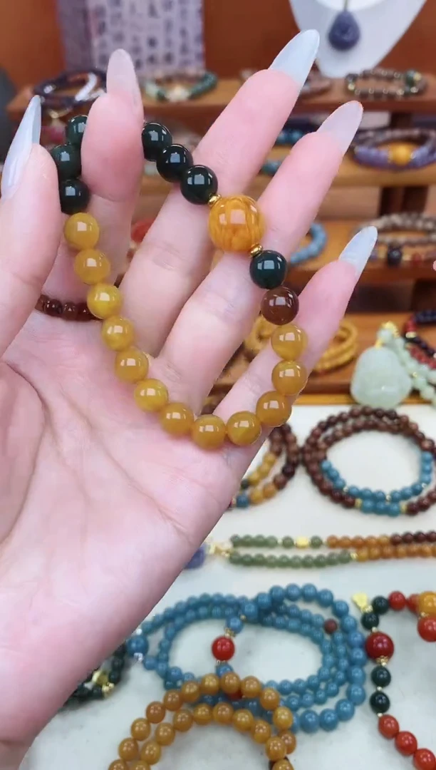 未镶嵌蜜蜡手链08老蜡单圈和田