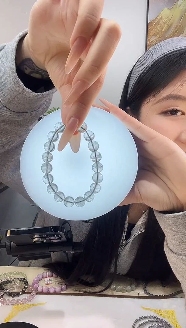 未镶嵌手串水晶金***光巴西绿幽灵千层无红皮10mm