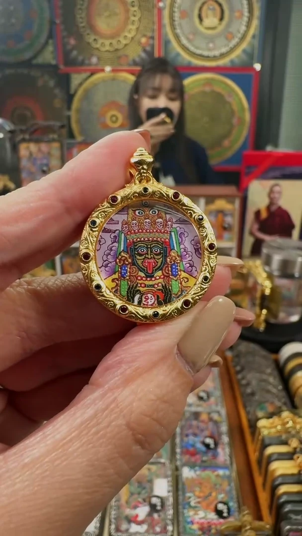 吊坠壹善缘城手绘唐卡扎基2.0双面