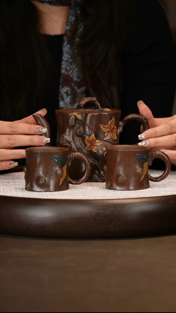 【朱持平】梅桩套组 400cc+朱老墨宝+竹段盆