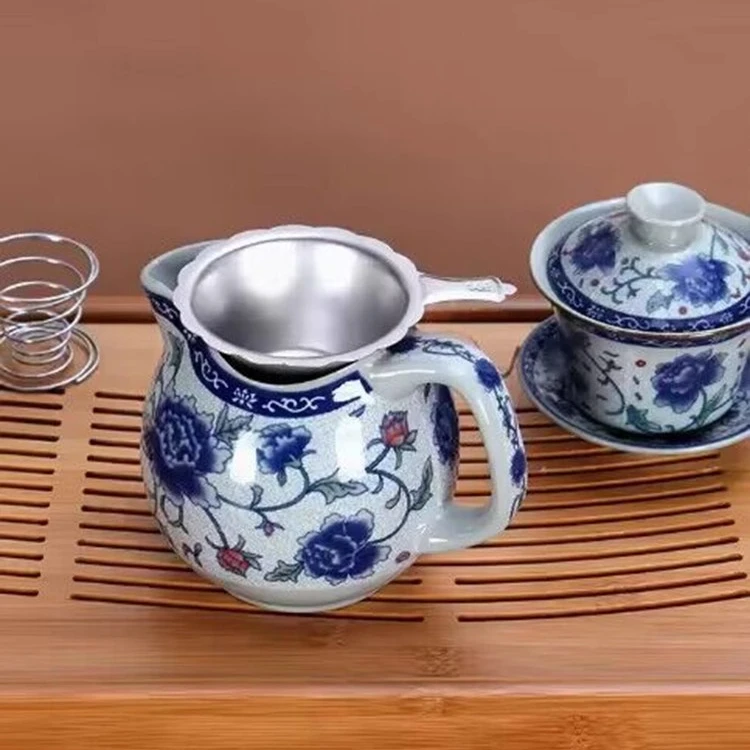 虎匠大容量陶瓷公道杯青花公杯分茶器单个茶海茶漏杯功夫茶具配件