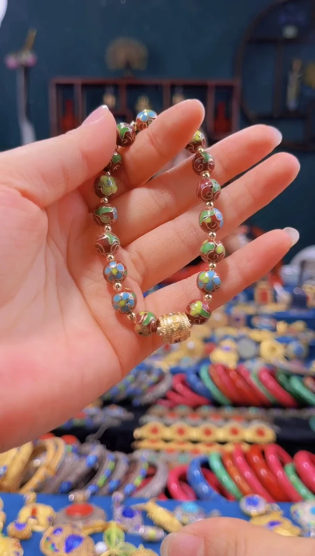 非遗 景泰蓝手串0.8红色