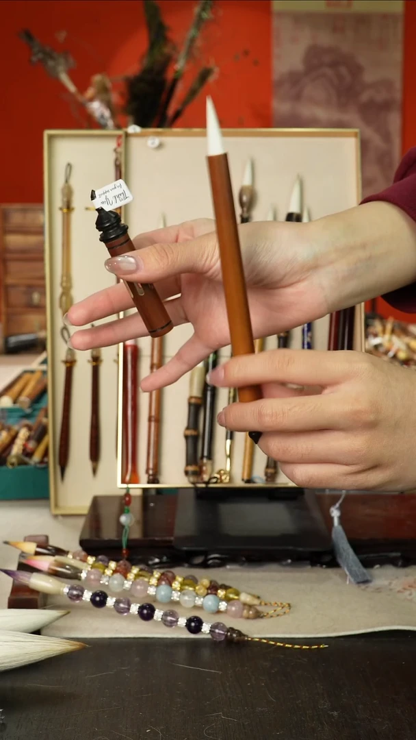 267号闪孤品高货毛笔链接 清水试笔 蘸墨不退