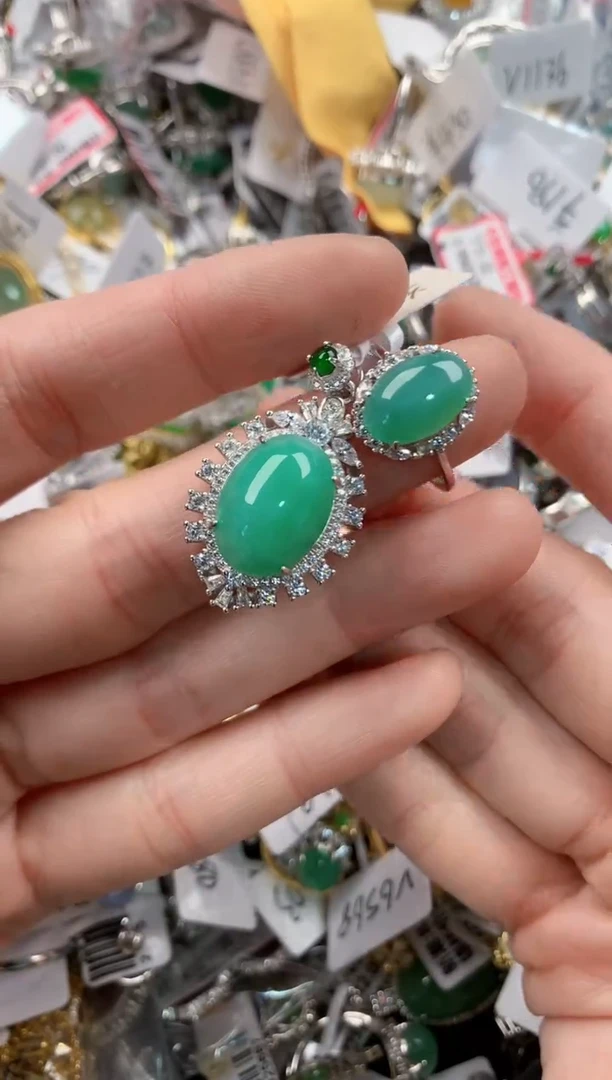 银S925镶嵌戒指翡翠1111------6