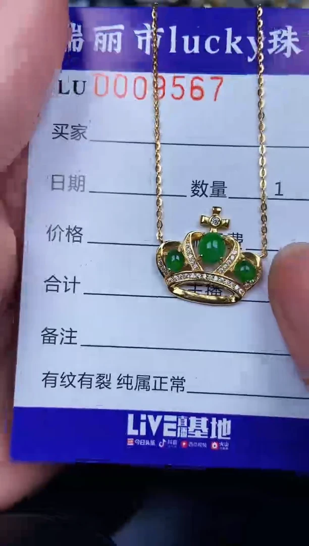 翡翠银S925镶嵌颈饰9567