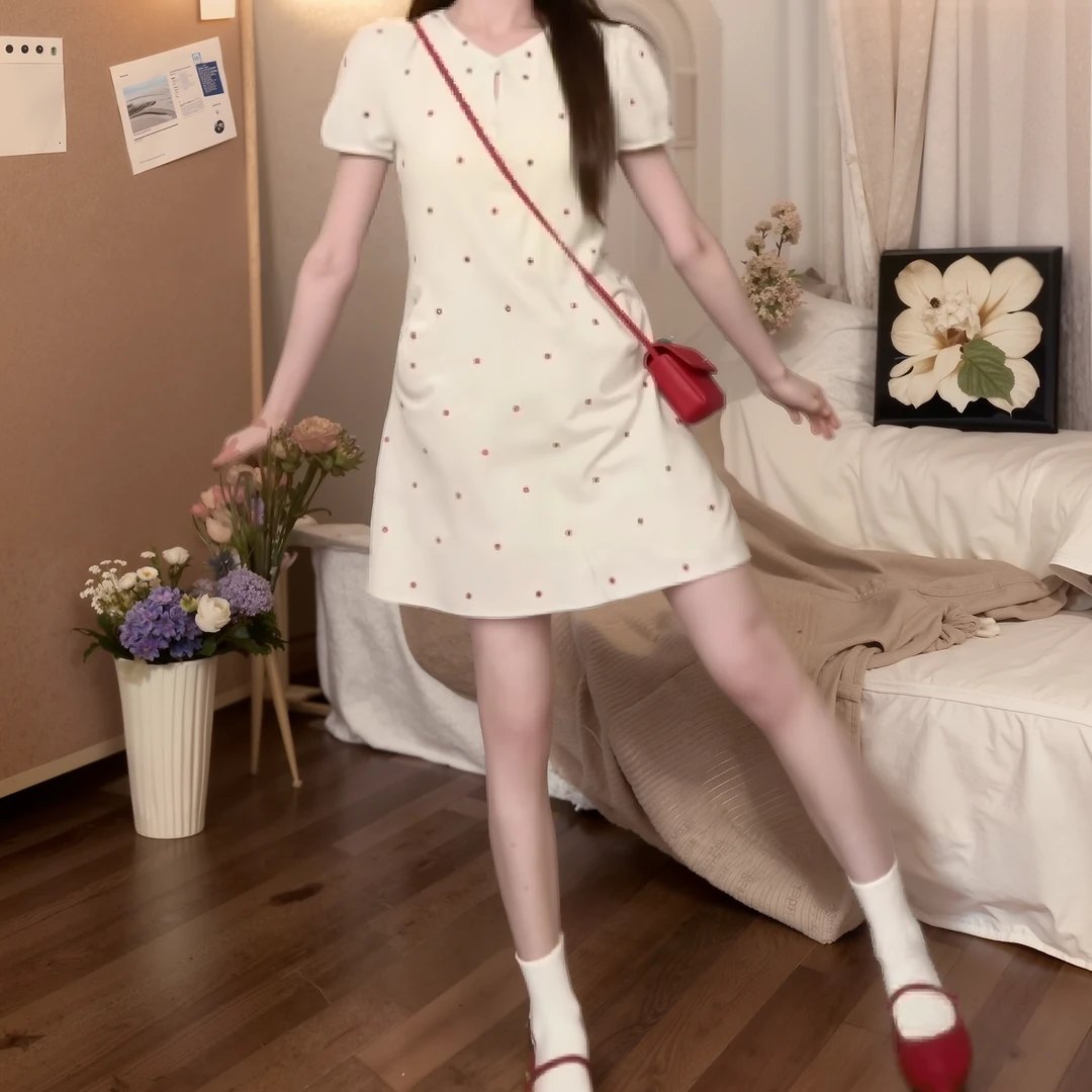 夏季法式小众气质波点背心裙连衣裙CSKJS01077