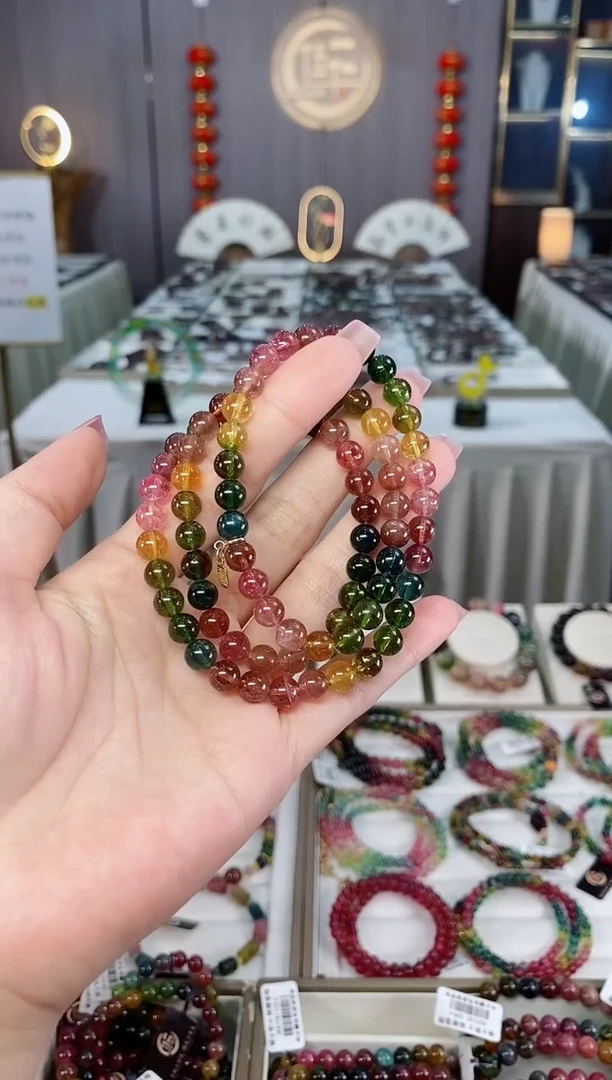 未镶嵌收藏级老矿碧玺三圈手串6mm+碧玺hon多样性发货一条