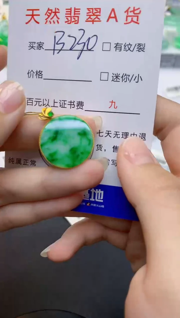 翡翠18K金镶嵌颈饰天然缅甸A货翡翠