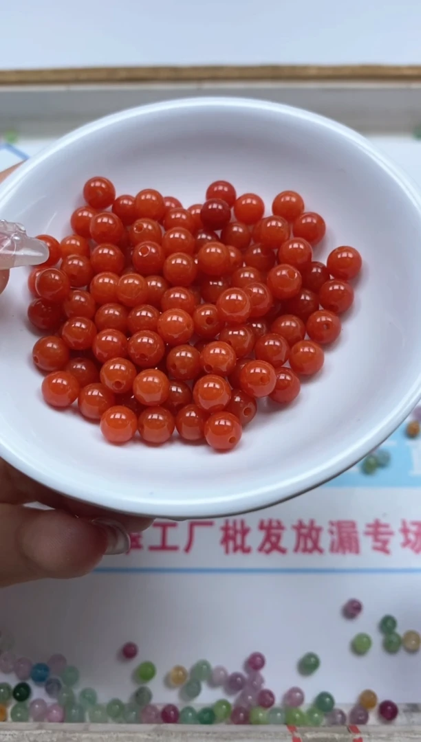 南红玛瑙散珠未镶嵌C536 柿子南红6mm30个5元