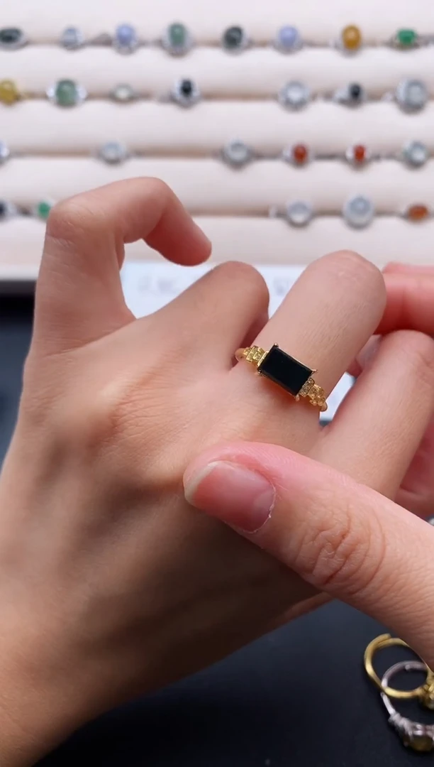 银S925镶嵌戒指翡翠5555555+10