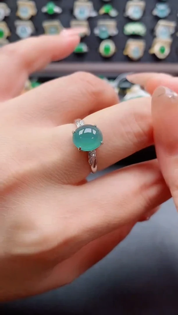 银S925镶嵌戒指翡翠1