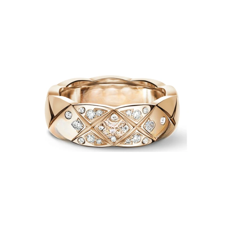 合金戒指 戒指 轻奢百搭菱格带钻戒指简约网红女戒（中号）