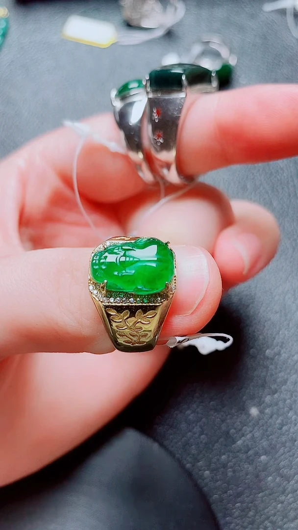 银S925镶嵌戒指翡翠翡翠