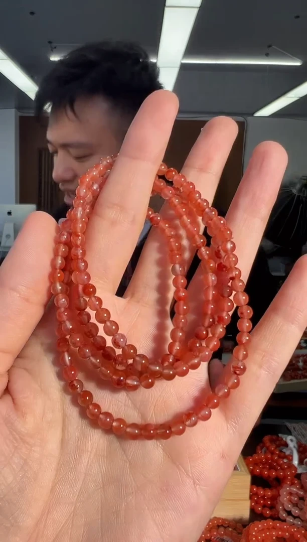 未镶嵌手链南红玛瑙A19高冰飘花多圈南红手串4mm+