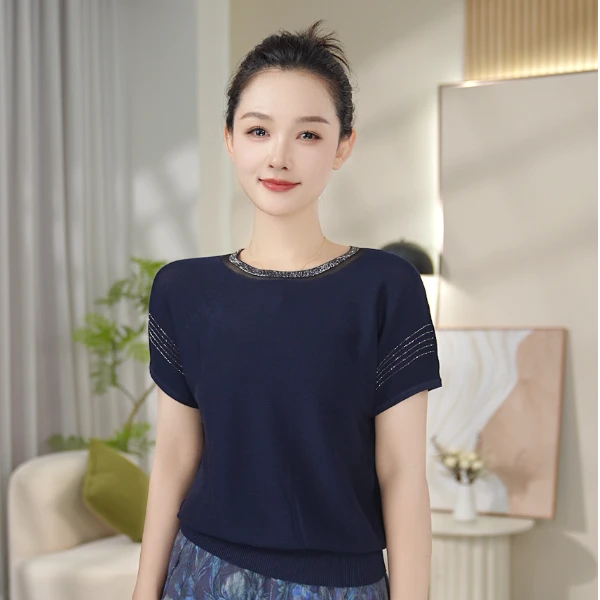 莱赛尔一百分夏季薄款短袖设计师款针织