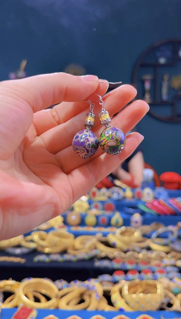 【闪购商品】非遗绝技 犀皮漆耳环 紫