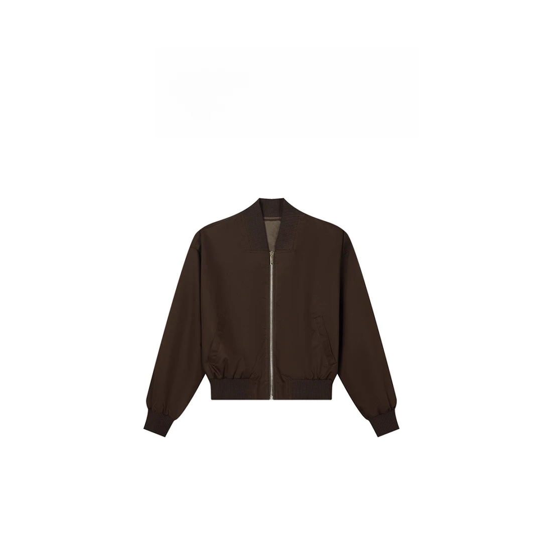 莱赛尔棉混纺棒球服长袖拉链短外套19083