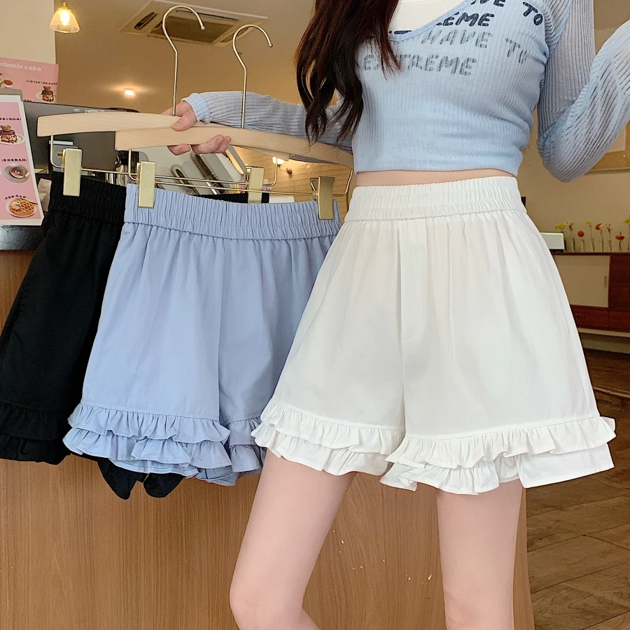 大码女装2025夏季新款休闲设计感高弹花边短裤休闲裤1890