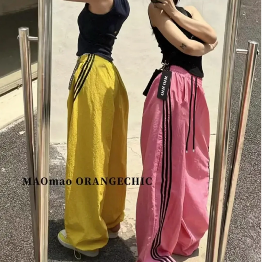 【正版原版+10运补】高街美式速干休闲三条杠抽绳宽松直筒阔腿裤