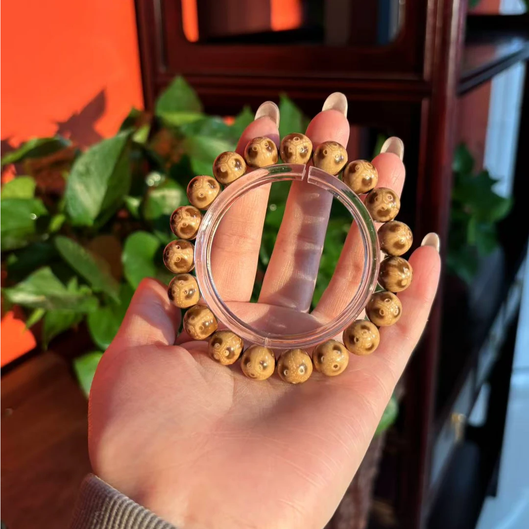 紫金鼠手串精品三花熊猫光珠11mm+