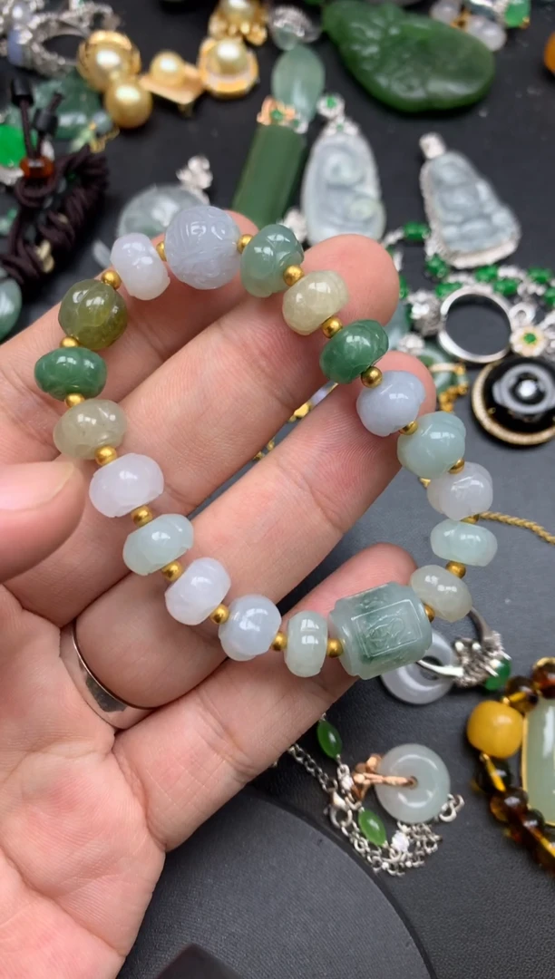 颈饰足金镶嵌翡翠༺****༻殇无心商品不退不换