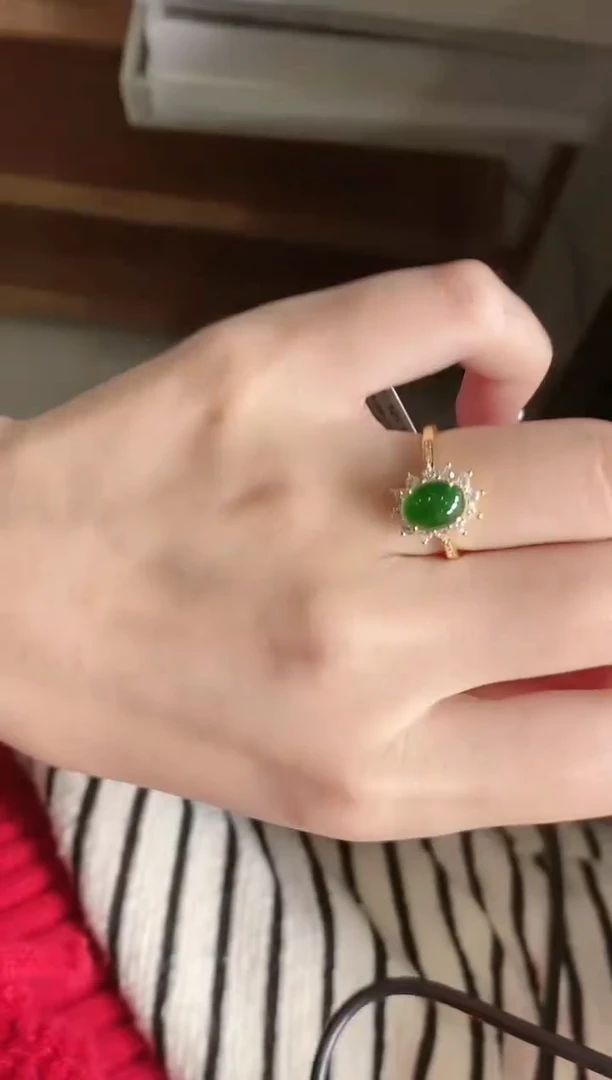 【闪购商品】翡翠戒指银S925镶嵌5151-3