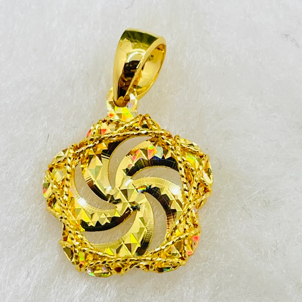 足金999七彩风车五瓣花吊坠【840】