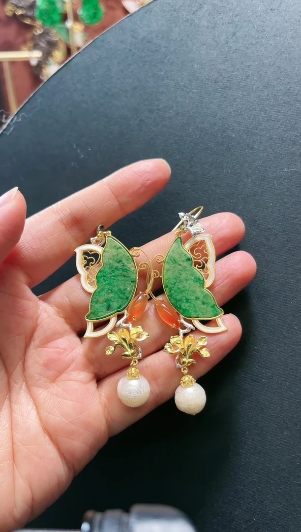 【闪购商品】翡翠耳饰银S925镶嵌支持48小时鉴赏