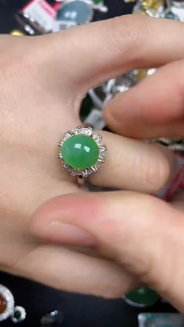 银S925镶嵌戒指翡翠3250