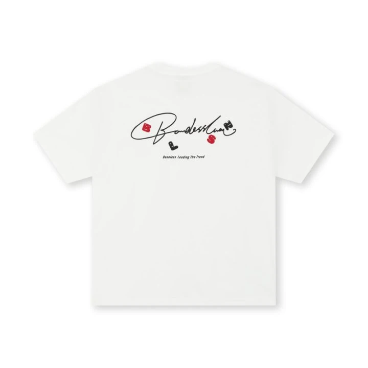BONELESS手绘趣味字母短袖百搭T恤