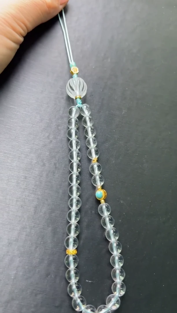 【闪购商品】水晶手机链未镶嵌白水晶清气手机挂7mm Z70021