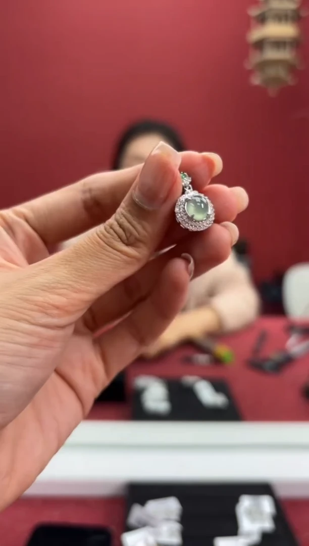 翡翠银S925镶嵌颈饰2346129x