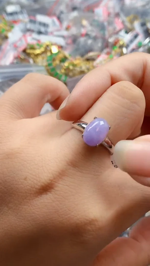 银S925镶嵌戒指翡翠天然A货缅甸翡翠