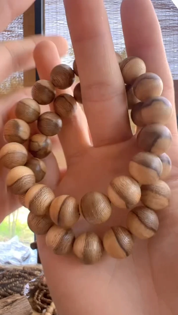 手串沉香海南沉香虎斑1.2圆珠单圈多样性发一