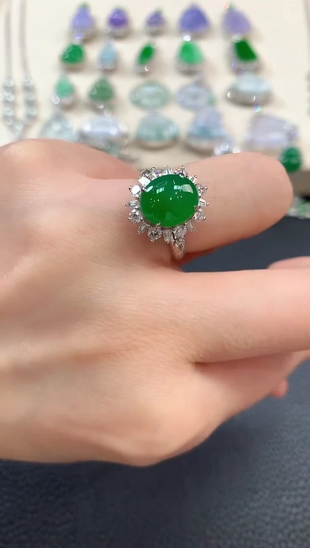 【闪购商品】翡翠戒指18K金镶嵌b139