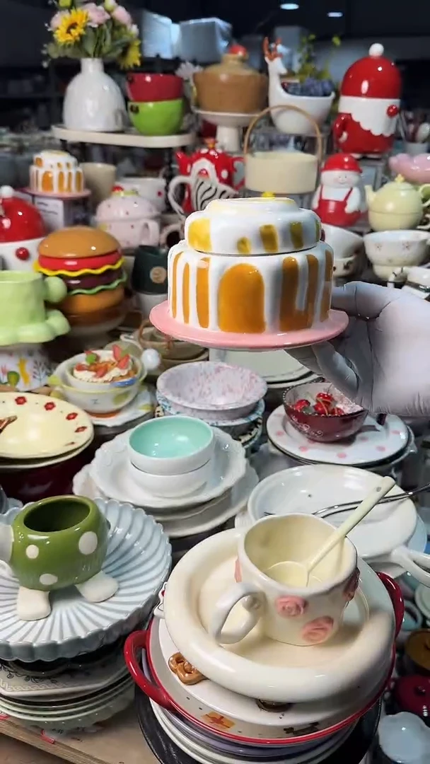 陶瓷蛋糕带盖罐子微瑕 凑满20元包邮