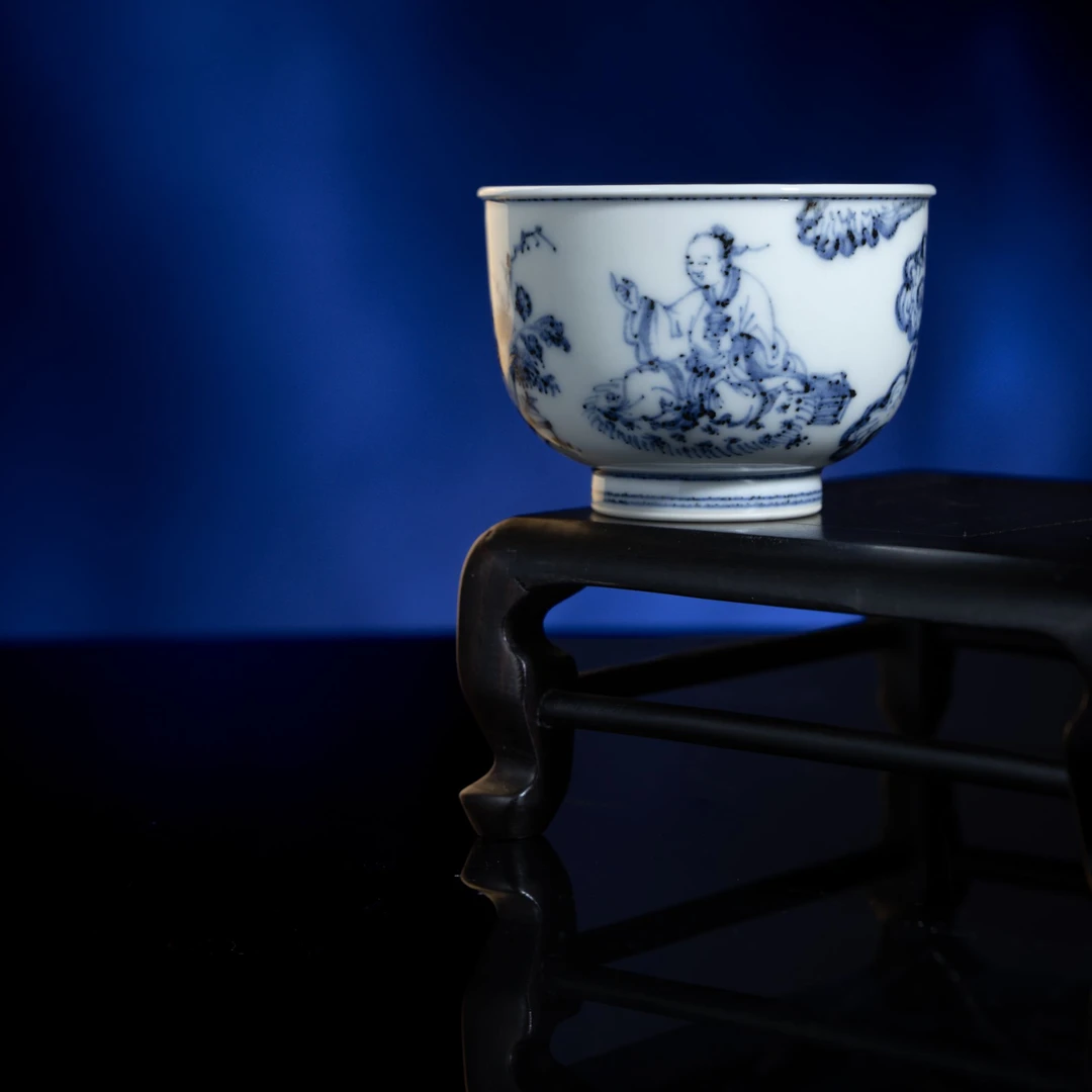 且斋格古渊明陶瓷主人杯龙纹赏菊小品杯景德镇手工手绘茶具满容50