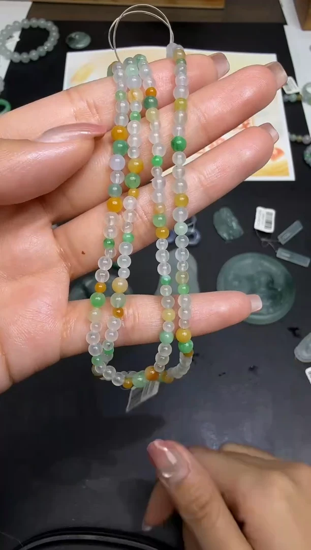 定制翡翠未镶嵌珠链A374丨3980