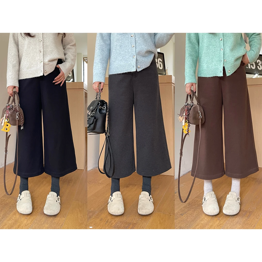 裂渡宣宣【复古庄园】微胖大码女秋时尚百搭毛呢八分休闲裤ZY508F46