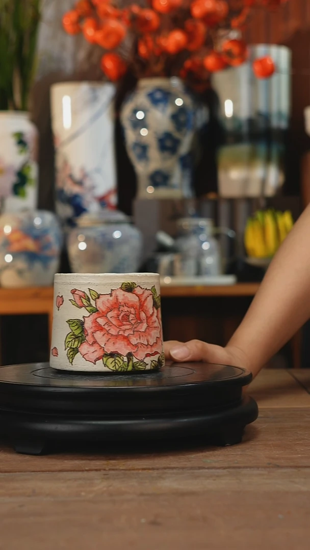 瓶景德镇设计师釉下手绘陶瓷花瓶