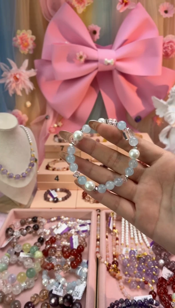 未镶嵌手链水晶海蓝宝贝珠玉髓单圈