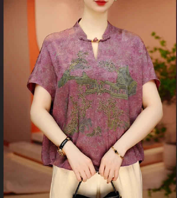 紫烟庐山-新款2025时尚舒适百搭减龄优雅轻奢气质上衣