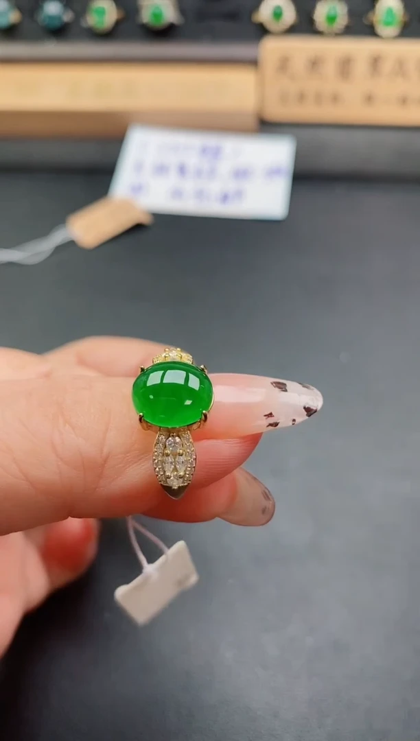 银S925镶嵌戒指翡翠1