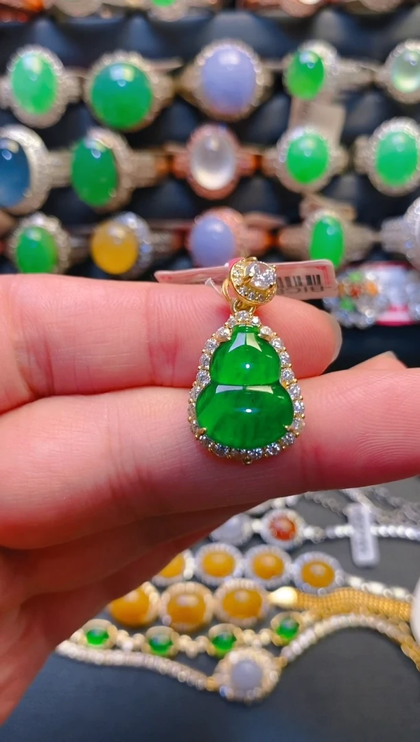 银S925镶嵌翡翠耳饰天然